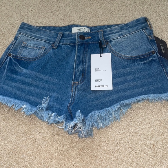 Womens New Forever 21 Festival Denim Shorts - Picture 1 of 4